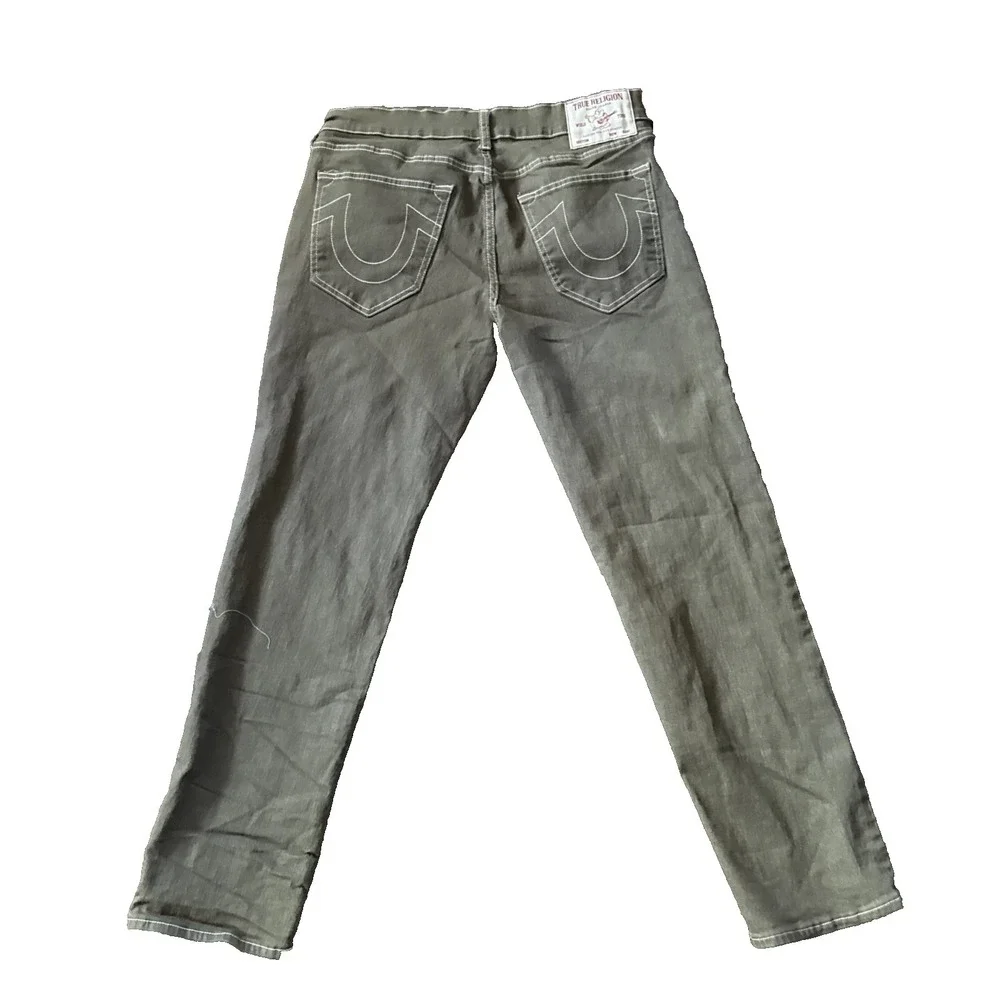 True Religion Geno Relaxed Slim Men Jeans 33 Green Stretch Denim 5 Pocket